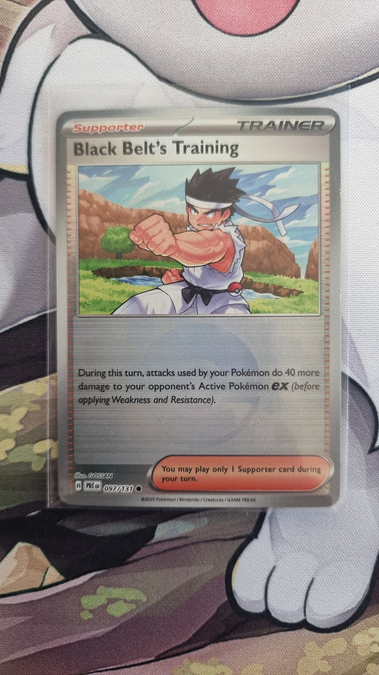 Pokemon Prismatic Evolutions Black Belt's Training 097/131 Pokeball Reverse Holo - English single